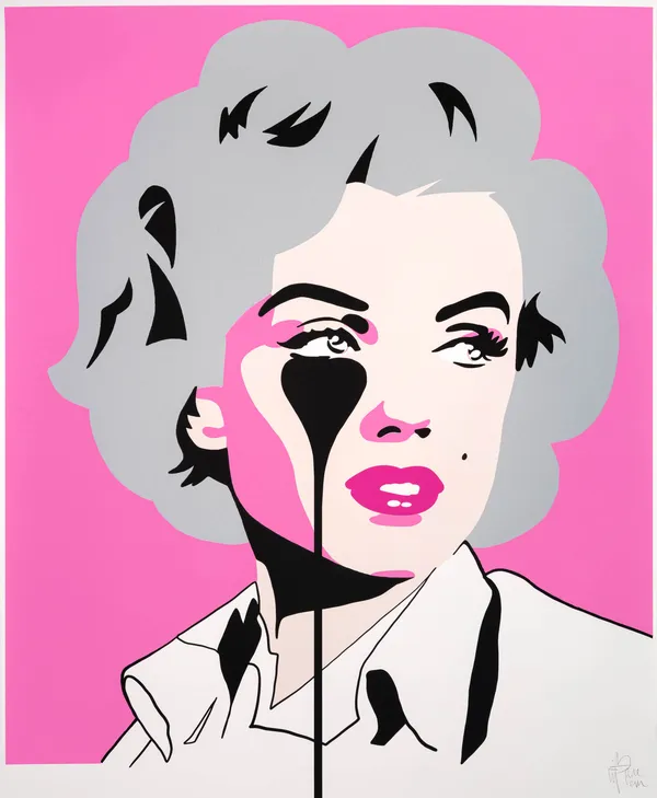 Pure Evil (British, b.1968)Marilyn - Arthur Miller's Nightmare (pink)