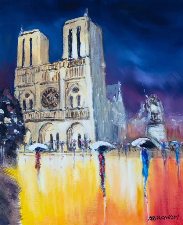 Patrick Abraham (French, b.1955)Notre Dame un soir de pluie