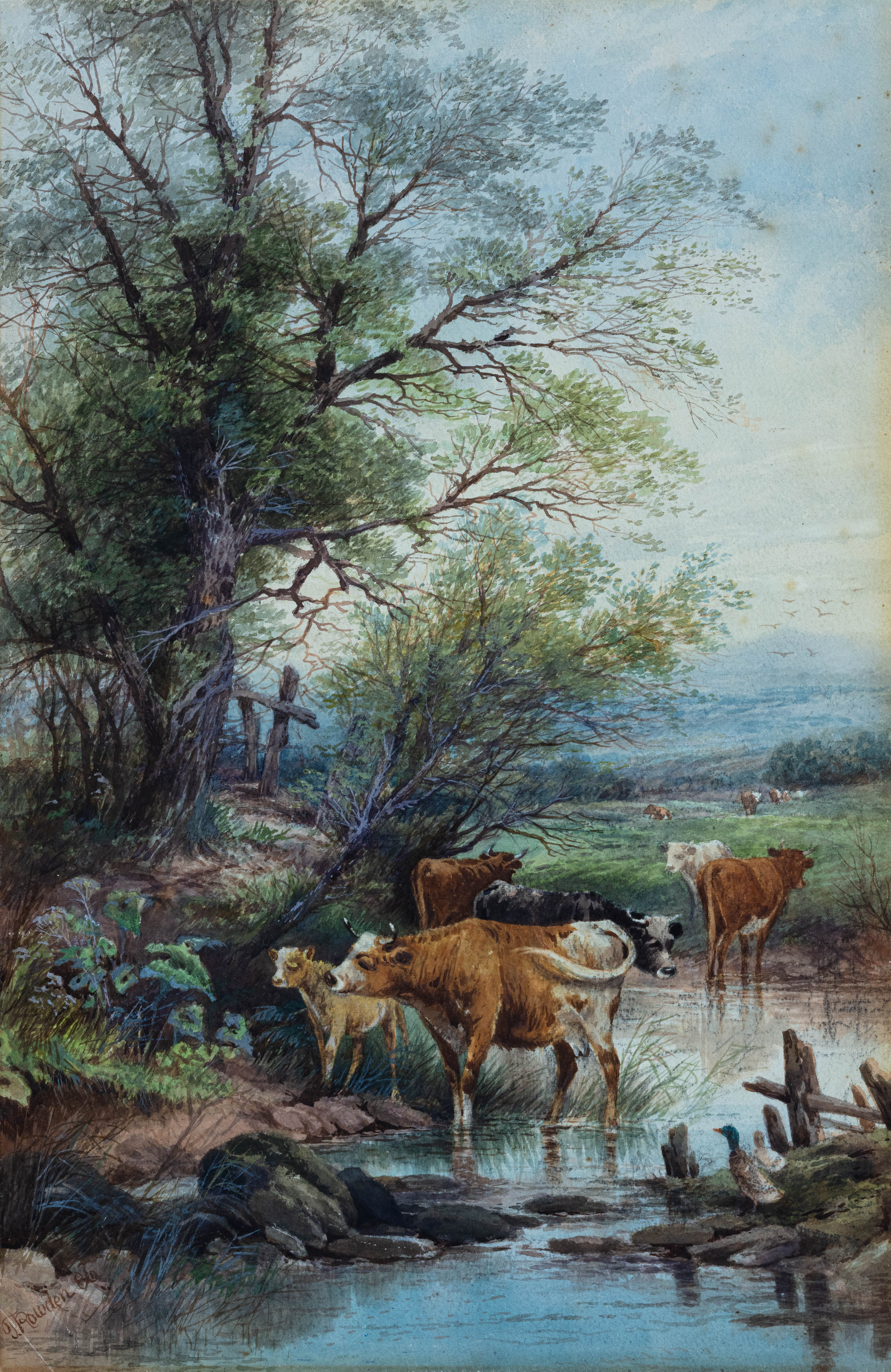 Thomas Rowden (British, 1842–1926)Cattle Watering